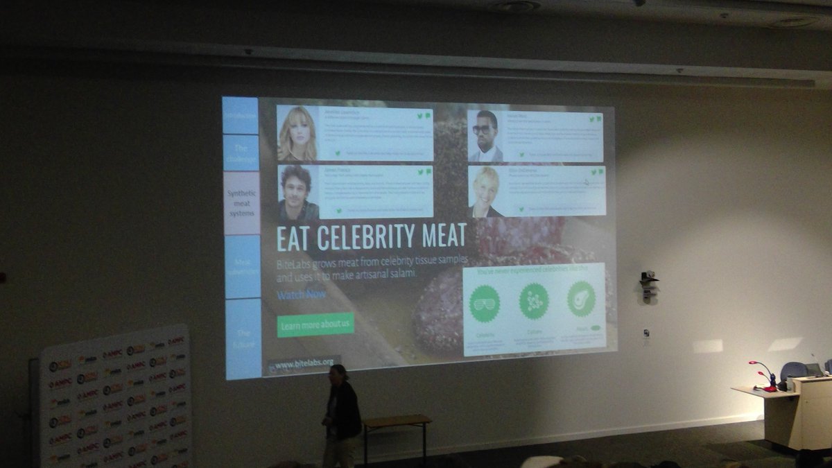 donmenzies71's tweet photo. Sarah Bonny presenting on ‘Fake Meat – The Facts’ discussing how you could soon purchase salami based on the cells from your favourite celebrity @ausmeatjudging #ICMJ2018 #CarnivoreNotCannibal https://t.co/lkO3tu7aL0
