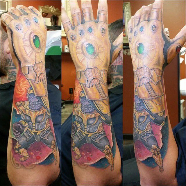 Traditional Infinity Gauntlet  by Jeff at Archangel Tattoos Madison TN   rtattoos