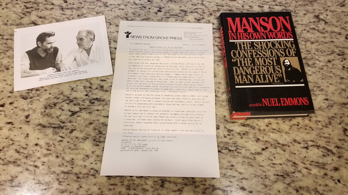 imizze's tweet photo. @SilverbergIra blast from your past! Found a press release from Grove Press with your name as a contact person inside my Charles Manson book by Nuel Emmons. Do you remember writing this??? https://t.co/MsRywLI4jh