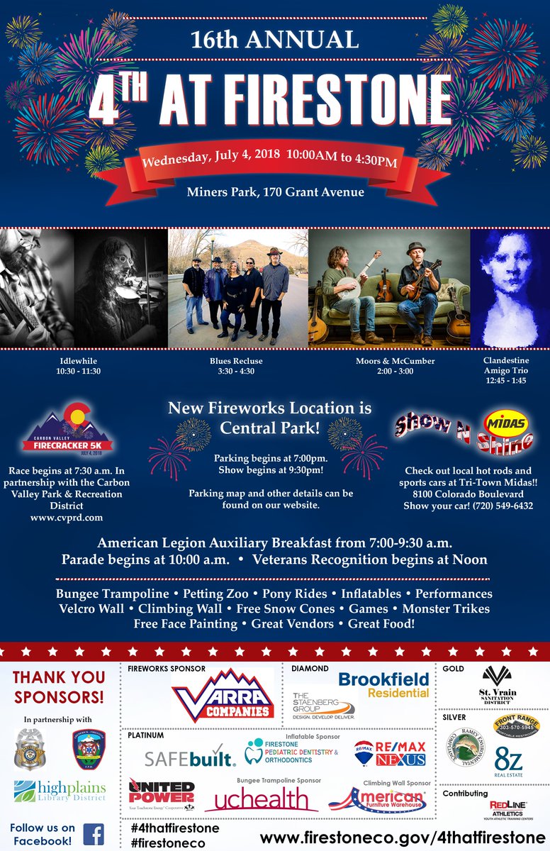 The 4th at Firestone event is almost here. Check out firestoneco.gov/4thatFirestone for all the details about a full day of food, fun and festivities. Hope to see you there!