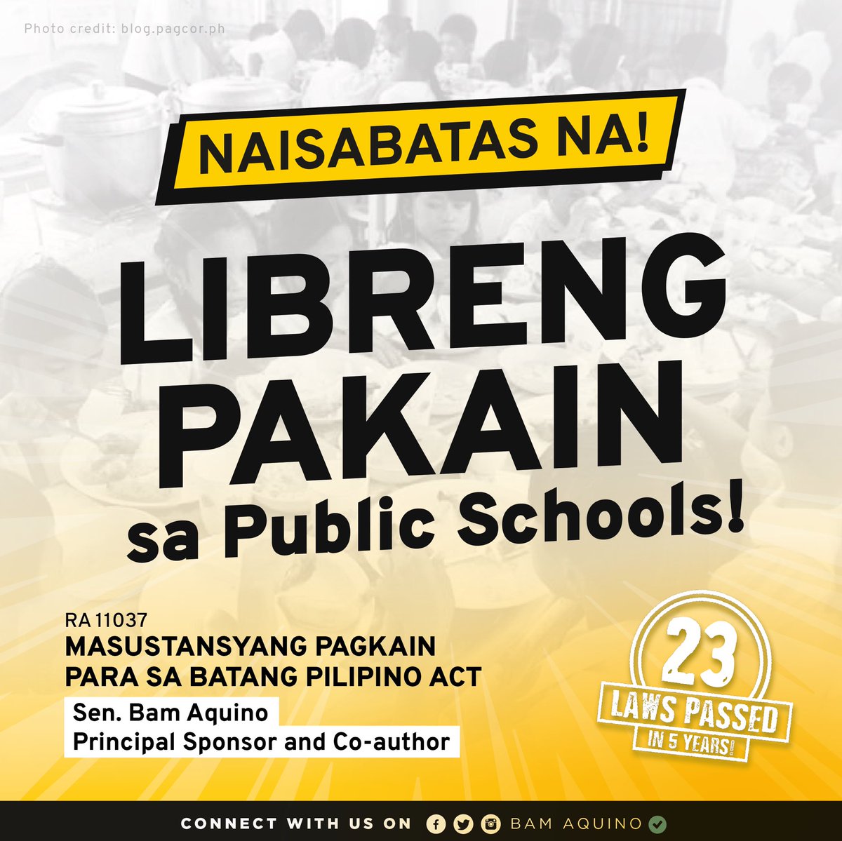 BlousesnCauses's tweet photo. Retweeted Bam Aquino (@bamaquino):

ICYMI: Sen. Bam Aquino is now on his 23rd law...in just 5 years! #EndHunger #BamWorks #LawsByBam  [TeamBam] https://t.co/isv55ZwfpB
