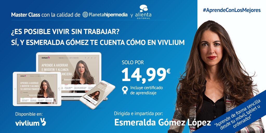 ¿Es posible vivir sin trabajar?

💥 En la #masterclass de la autora de "Tu llave a la libertad financiera", <a href="/Esmeralda__GL/">Esmeralda Gómez López</a>, lo descubrirás. En vivlium.es 
#AprendeConLosMejores