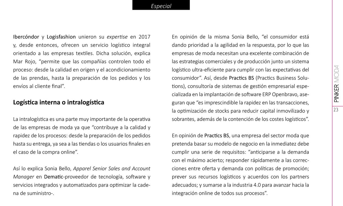 PracticsBS's tweet photo. @PracticsBS como consultora de sistemas de gestión empresarial especializada en #moda en la edición 361 de @pinkermoda https://t.co/gtyyFSiZi9 https://t.co/SU3cAkcxs0