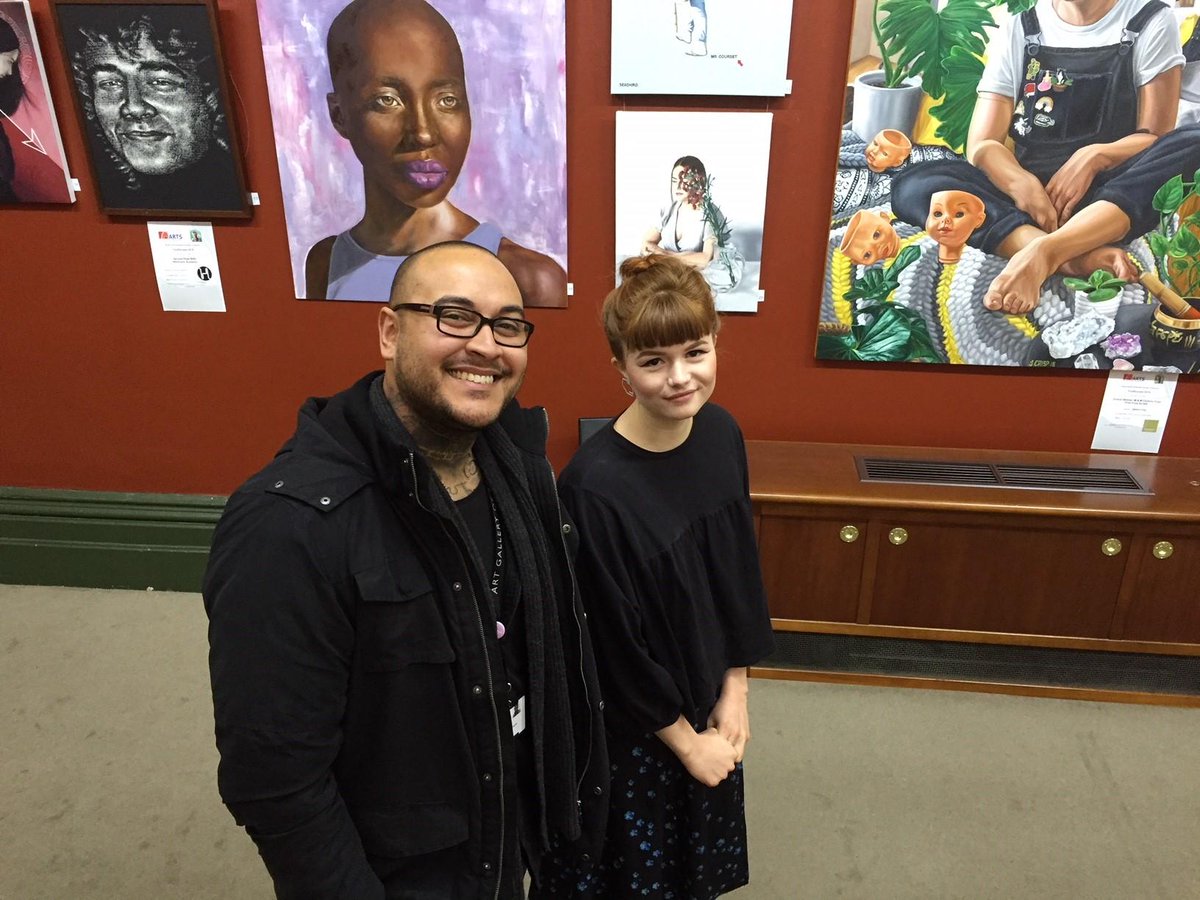 abcadelaide's tweet photo. Coming up Spence Denny speaks with two of the prize recipients for this year's Youthscape Exhibition, Jasmine Crisp with this beautiful portrait of her housemate Mable & Thomas Readett for an etching of his best mate π @ArtsSouthAus #Adelaide #Art #Youthscapeartprize #RSASA https://t.co/W2CGifn9wC