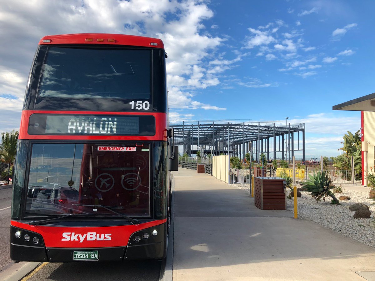 The international terminal is underway at <a href="/AvalonAirportAU/">Avalon Airport</a> &amp; the SkyBus crew is ready to roll. Our new double deckers are 100% made in Australia, have Free WiFi, USB charging ports &amp; more seats than ever before. We're ready for the new-look Avalon Airport. bit.ly/2NnkqAZ