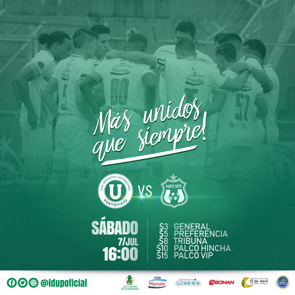LDUPoficial's tweet photo. Todo es más fácil cuando estamos unidos... 💪
¡Que no falte nadie! 👊
#LDUPvsPQ #LDUP💚 https://t.co/dbWnATT6K1