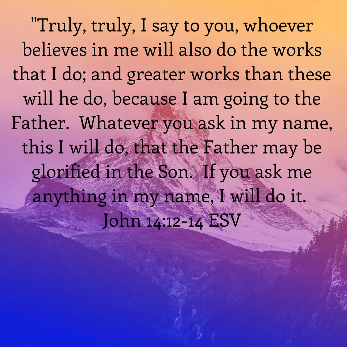 iamtheena's tweet photo. "Truly, truly, I say to you, whoever believes in me will also do the works that I do; and great…
https://t.co/1psg9sfB14 https://t.co/tMDPc9cUmB