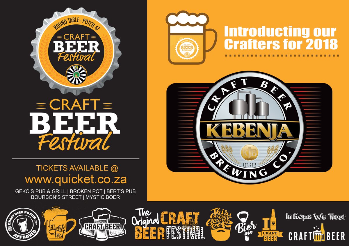 KeBenJa is based in Welkom and the Vrystaters have been with CBF for 3 years now.  They won best “Beer at Beerfest” in their first year. Welcome back KeBenja @KebenjaBrewery <a href="/BeerFestPotch/">Craft Beer Potch</a> #GiveItRondels Get your Tickets now: goo.gl/HHh7cL
