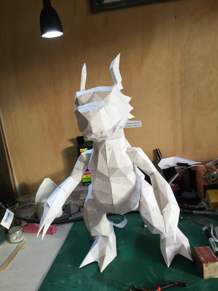 Matthew Bromley on Twitter "Just finished my Guilmon Digimon Pepakura all that s left is to give him an epoxy coat and a paint … "
