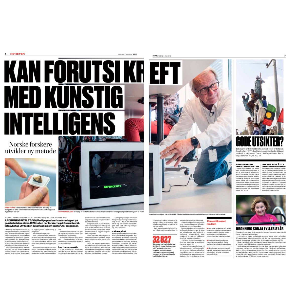 forskningsradet's tweet image. Spennende resultater fra #DoMore i @vgnett i dag - IKT fyrtårn-prosjekt finansiert av Forskningsrådet. Bruker kunstig intelligens til å forutsi hvor alvorlig kreft utvikler seg og tilpasse behandling. @Oslounivsykehus @Kunnskapsdep @helse_og_omsorg @MedinfoNet