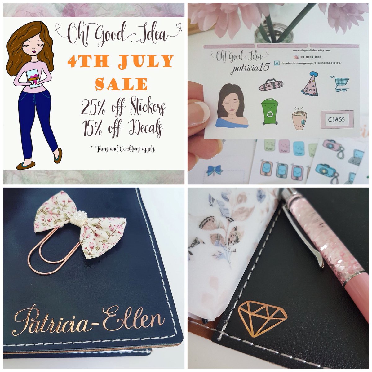✨ FLASH SALE ✨

etsy.com/uk/shop/OhGood… are celebrating 4th July with an amazing, one day, flash sale!

Beautiful decals and gorgeous handrawn stickers 😍

PR Codes can’t be used during the sale, but you can still mention my name at checkout to receive my beautiful freebie 💕
