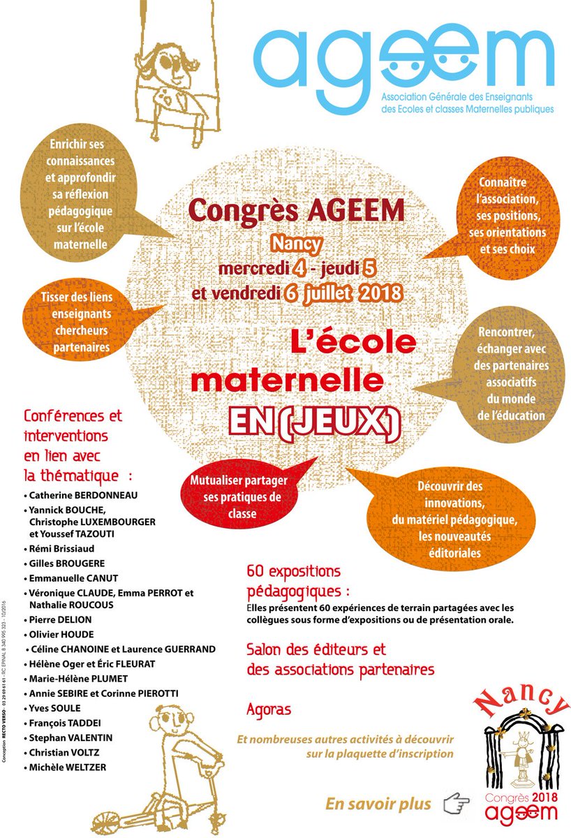 🗓️ Conférences et ressources pédagogiques pour la #maternelle, nous sommes au congrès #AgeemNancy2018 jusqu'au 6 juillet ! ↓
Notre programme ➡ bit.ly/Canopé_AGEEM20… #cycle1