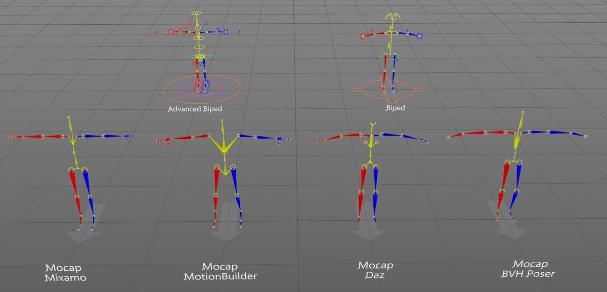 モジョン C4dの人型リグ 5種類のタイプを生成できるようになってるけど どう使い分けるんだろう これって通常のボーンに変換できるのかしら