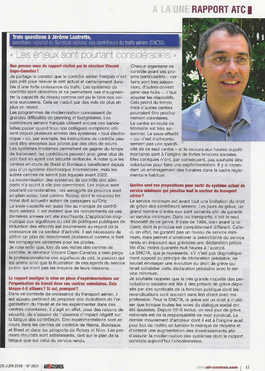SNCTA's tweet photo. Retrouvez l'entretien de @jeromelautrette, Secrétaire National du @SNCTA, dans le magazine @AiretCosmos : 
➡️Modernisation technique et rapport sénatorial
➡️Sous-effectif 
➡️Expérimentations RH et fatigue 
➡️Droit de grève https://t.co/tMxRAQdRcT