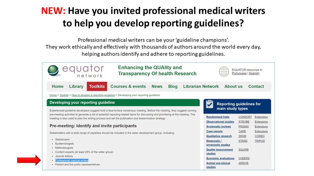 KWProScribe's tweet photo. We're here to help! With support from @EQUATORNetwork, developers of reporting guidelines are now encouraged to gain insights from professional medical writers (end-users = key stakeholders).  #GPP4 @ISMPP @AmMedWriters @Official_EMWA https://t.co/XkSPlpAkuz
