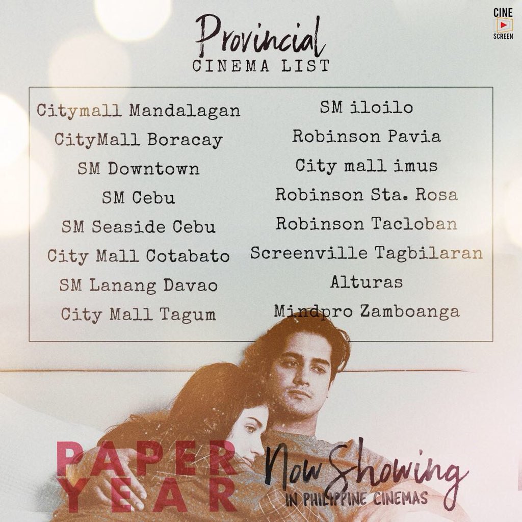 iamjamesbanaag's tweet photo. You guys might wanna check out #PaperYear — such a great movie and it’s now showing in the following cinemas: https://t.co/9gzE50sk3s
