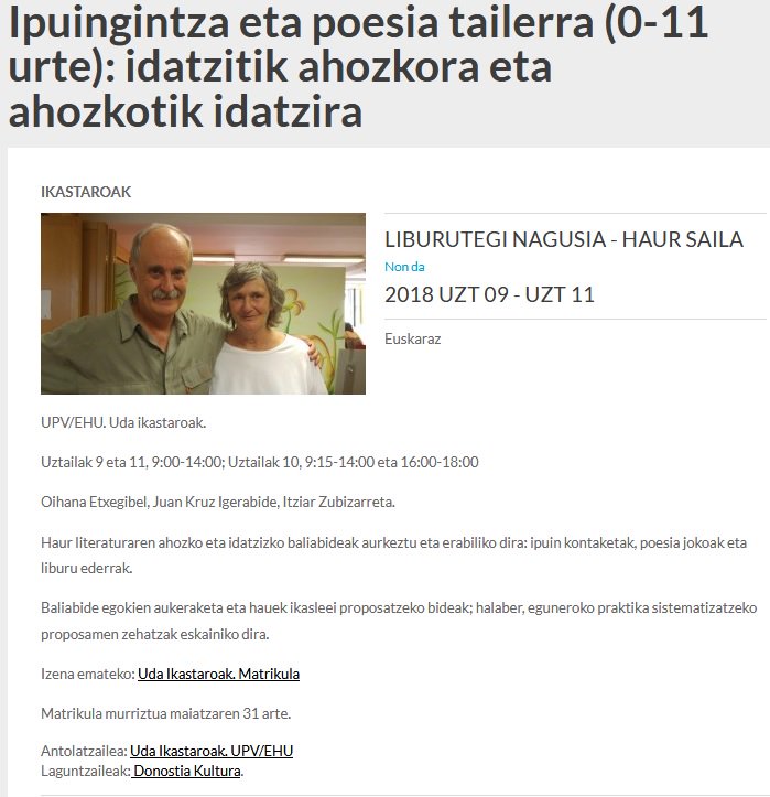 Astelehenan  EHUren Uda Ikastaroa Haur Liburutegi Nagusian. Ipuingintza eta poesia tailerra Oraindik apuntatzeko aukera! labur.eus/HLN07 <a href="/DK_Liburutegiak/">DK Liburutegiak</a> <a href="/liburutegiak/">Irakurketa Sarea</a> <a href="/upvehu/">UPV/EHU</a>