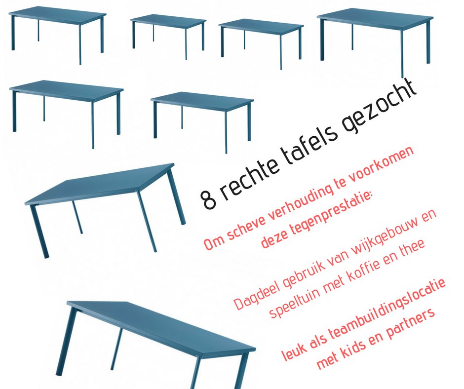 Wie kan helpen? 8 tafels voor <a href="/wijkdekoppel/">wijk de koppel</a> in ruil voor een teambuildingsuitje #durftevragen #dtv #oudezakkendoordepoten <a href="/durftevragen/">Durftevragen</a> <a href="/Gem_Berkelland/">Gemeente Berkelland</a> #retweet <a href="/BorculoInfo/">www borculo.info</a> <a href="/Overborculonl/">OverBorculo.nl</a>