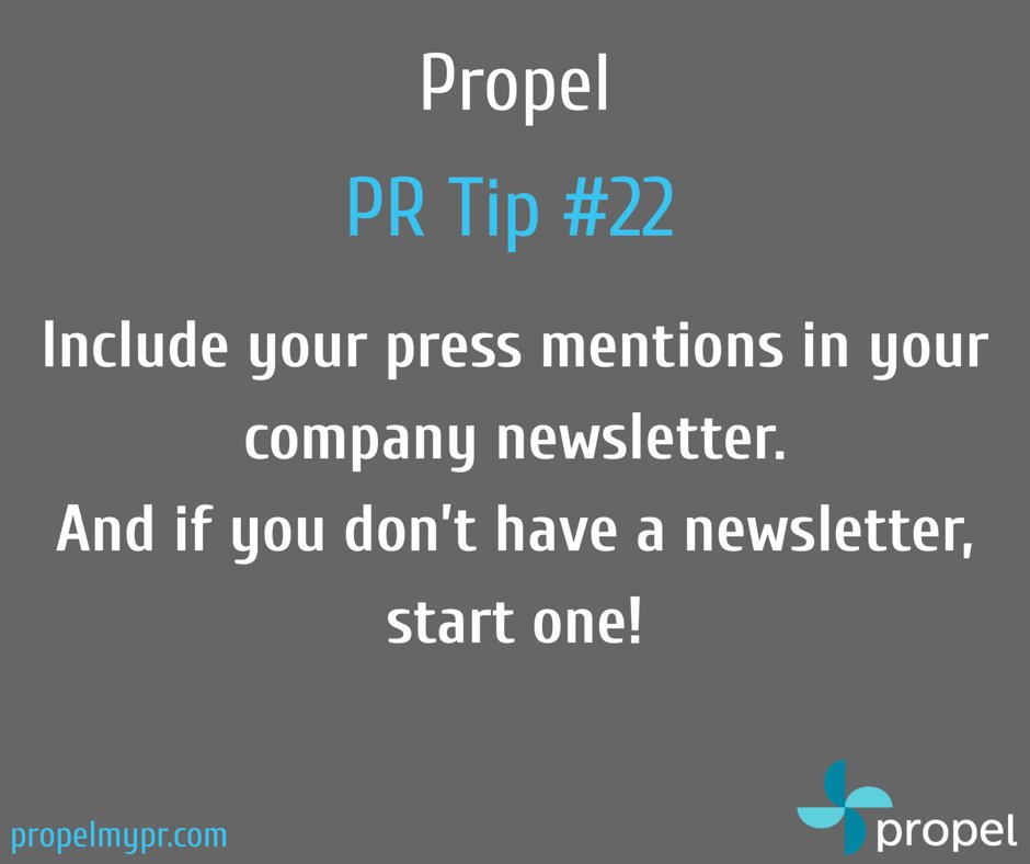 Utilize your email newsletter as a distribution platform for your coverage. #PR #PublicRelations