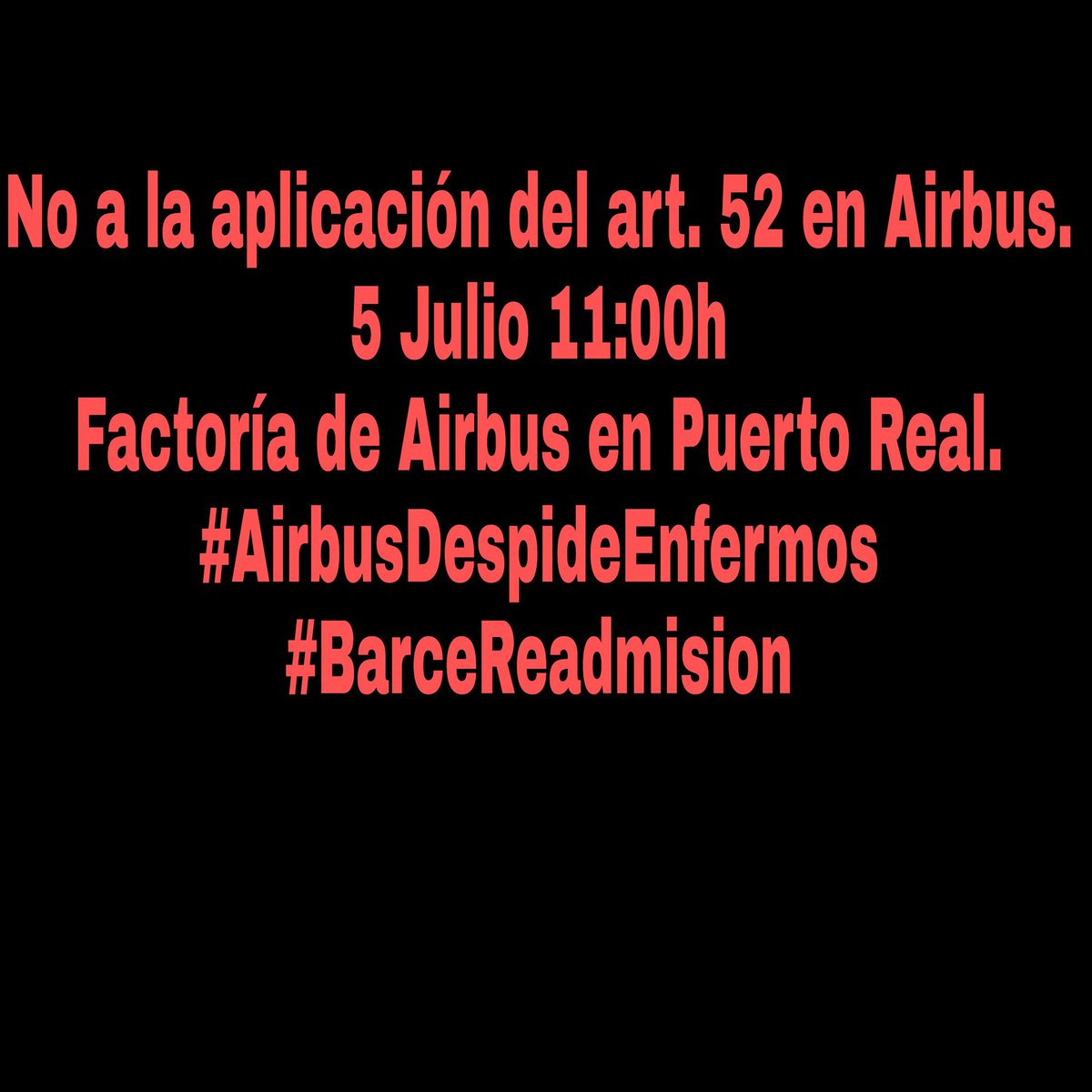 #AirbusDespideEnfermos
#BarceReadmision
<a href="/Airbus/">Airbus</a>