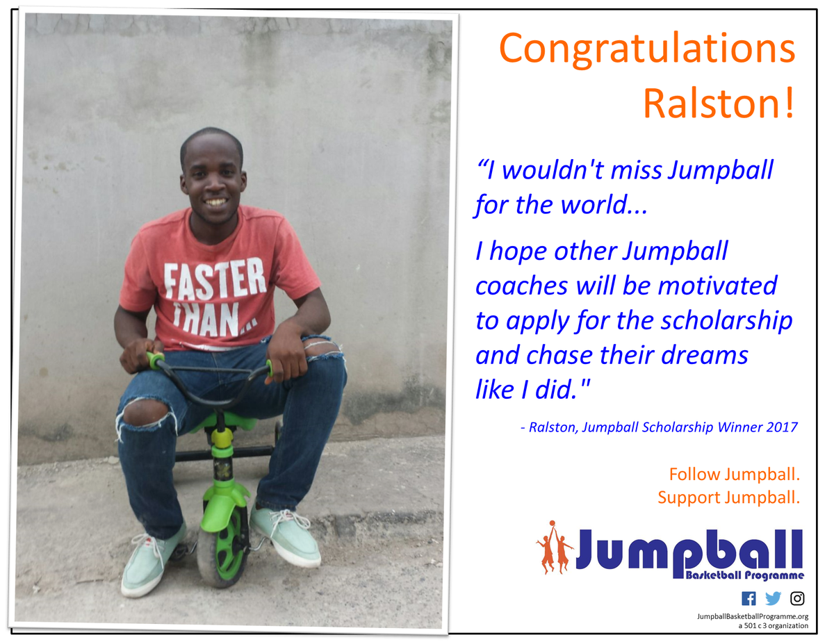 JumpballBP's tweet photo. Last summer Ralston joined the growing list of #JumpballScholarship winners. #BigUpCoach Ralston! Applications open to Jumpball certified coaches who'll be @ #Jumpball2018. Past applicants & winners can reapply. Deadline: 9 July 2018.
#SupportJumpball to make this happen. https://t.co/TU3aStEXaB