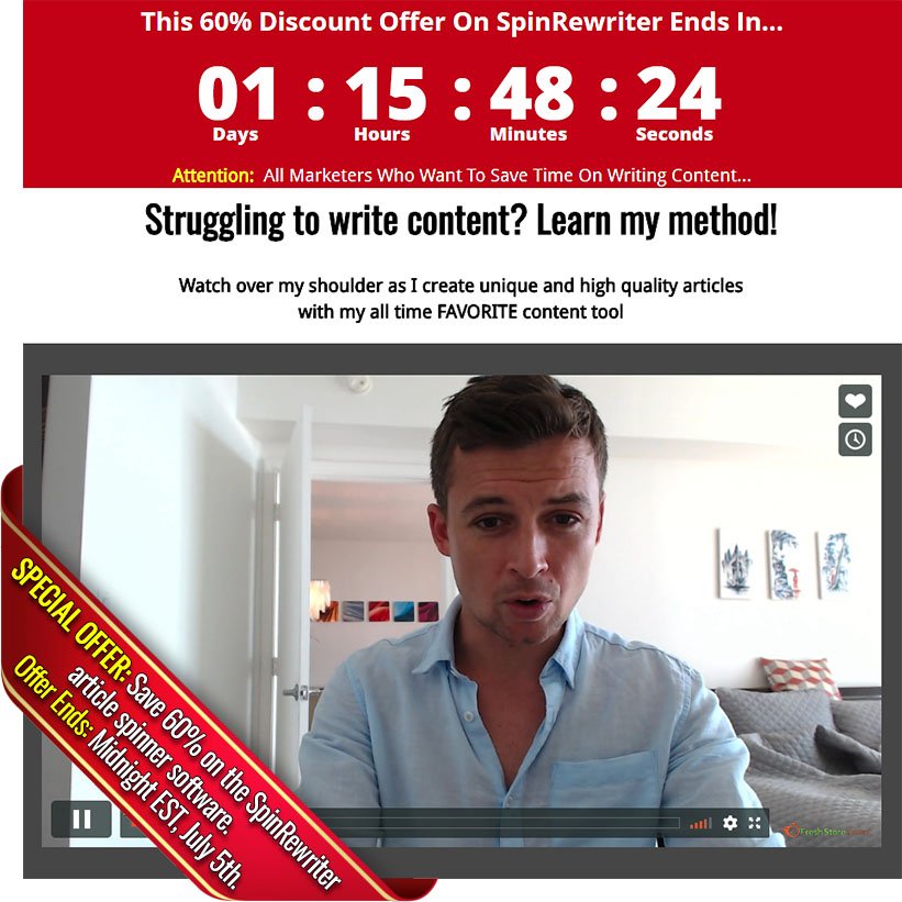 webbizkb's tweet photo. Save 60% on #SpinRewriter #articlespinner until Midnight EST, July 5. #Bonuses on offer too: https://t.co/FhTTwM7xcD #spinrewriter8 #contentmarketing #digitalmarketing #articlespinning #articlemarketing #marketing #writingarticles #articlewriting #content #affiliatemarketing https://t.co/jOxr02MpnI