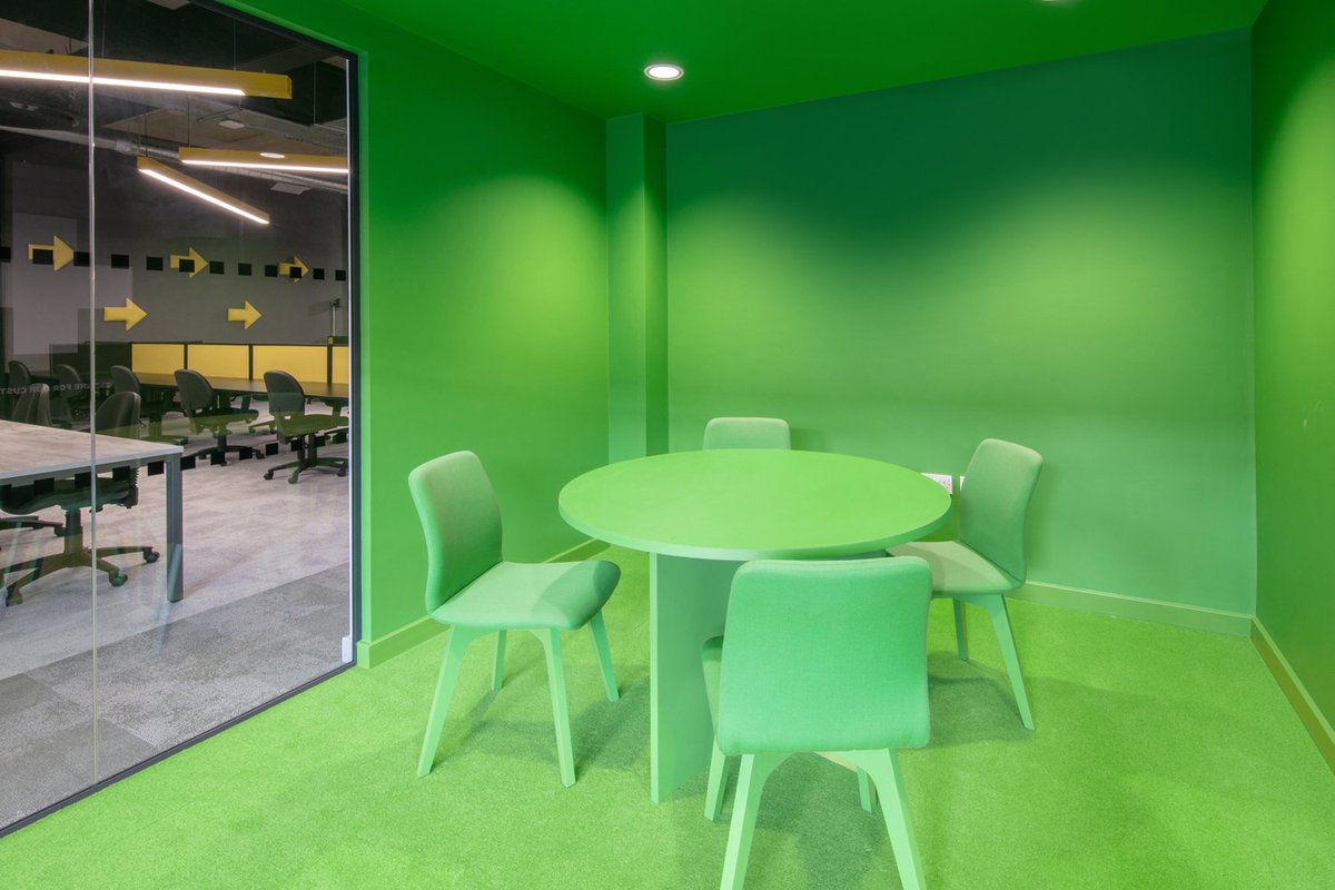 High-end, #modern, amazing. Just a few words to describe the #interior of this safety equipment supplier. Coloured #rooms in our project transform the space into a hub of creativity and innovation. Add an relaxing atmosphere and a bit of fun into 9 to 5 life.  #officedesign