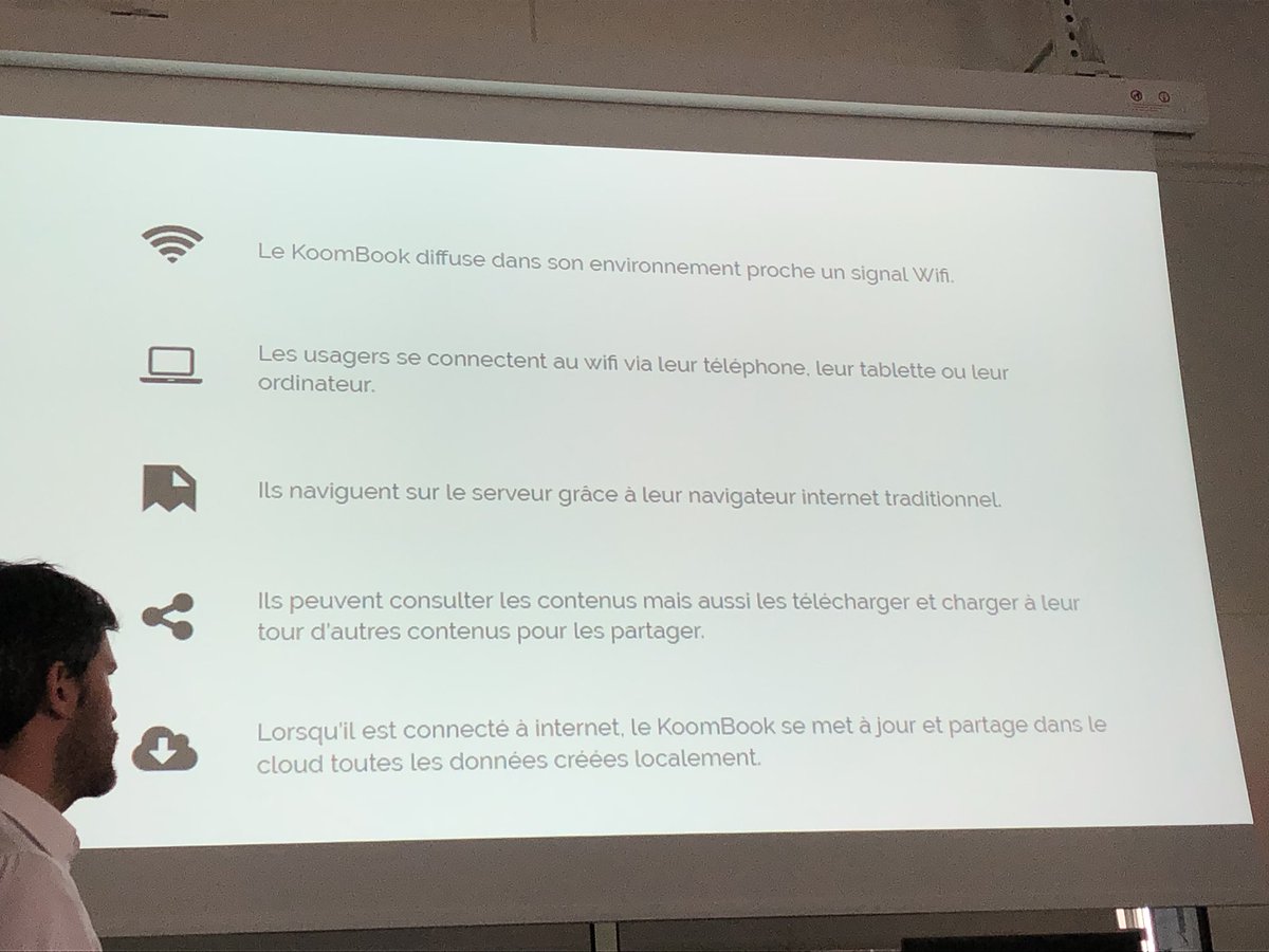 bbilloud's tweet photo. LT #IDD2018 #IdeasDays #Tech4Good prez de @BSF_France propose aussi, en plus des #IdeasBox le #KoomBook, bibliothèque numérique pour avoir accès au savoir, à plein de livres. Les bénéficiaires lecteurs peuvent aussi contribuer, écrire https://t.co/oQgEsTqimN