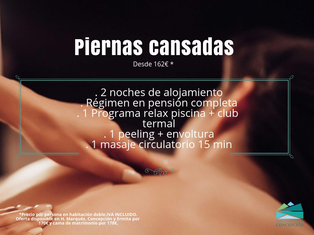 ¿ Pesadez en las piernas, tienes  los tobillos hinchados o incluso calambres ?
Tenemos un paquete idóneo para ello: PIERNAS CANSADAS

Información y reservas:
➡️balneariodelaconcepcion.es
☎️ 967 47 00 36
#balneariodelaconcepcion #albacete #villatoya #CastillaLaMancha