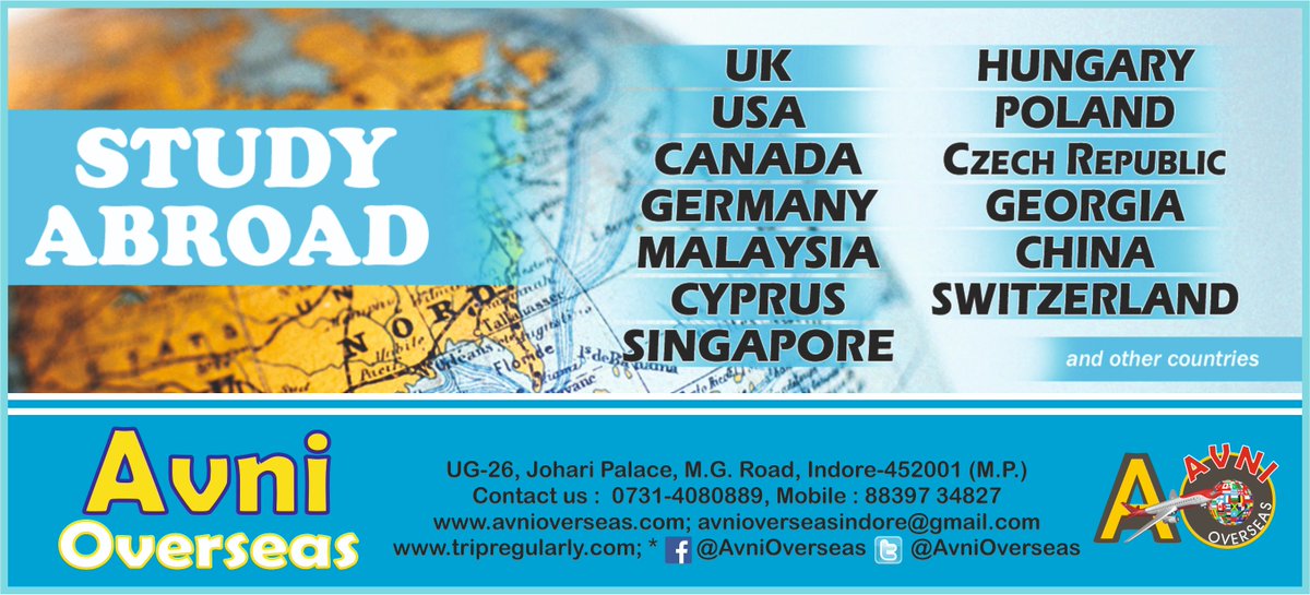 AvniOverseas's tweet photo. Complete education in Abroad. Contact for details
#Russia #studyinRussia #studyabroad #studyinforeign #study #foreigngraduation #india #indore #studyabroadfromindore #MBBS #MBA #STUDYABROADLIFE #STUDYABROADBECAUSE #ALLTHINGSABROAD #TRAVELDEEPER #THEPRETTYCITIES #CAPASTUDYABROAD https://t.co/8v2PtwCIXc