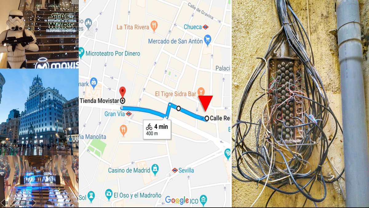 ericbergasa's tweet photo. a 400 metros de Edificio Central de @Telefonica, año 2018, este es el aspecto que tiene la instalación telefónica.. 3 años esperando fibra en 2 EDIFICIOS COMPLETOS EN CALLE REINA. Secuestrados con contratos que no cumplen! Para cuándo?? #innovacion @madrid #coworking #knowmads https://t.co/6JGAvk2ahy