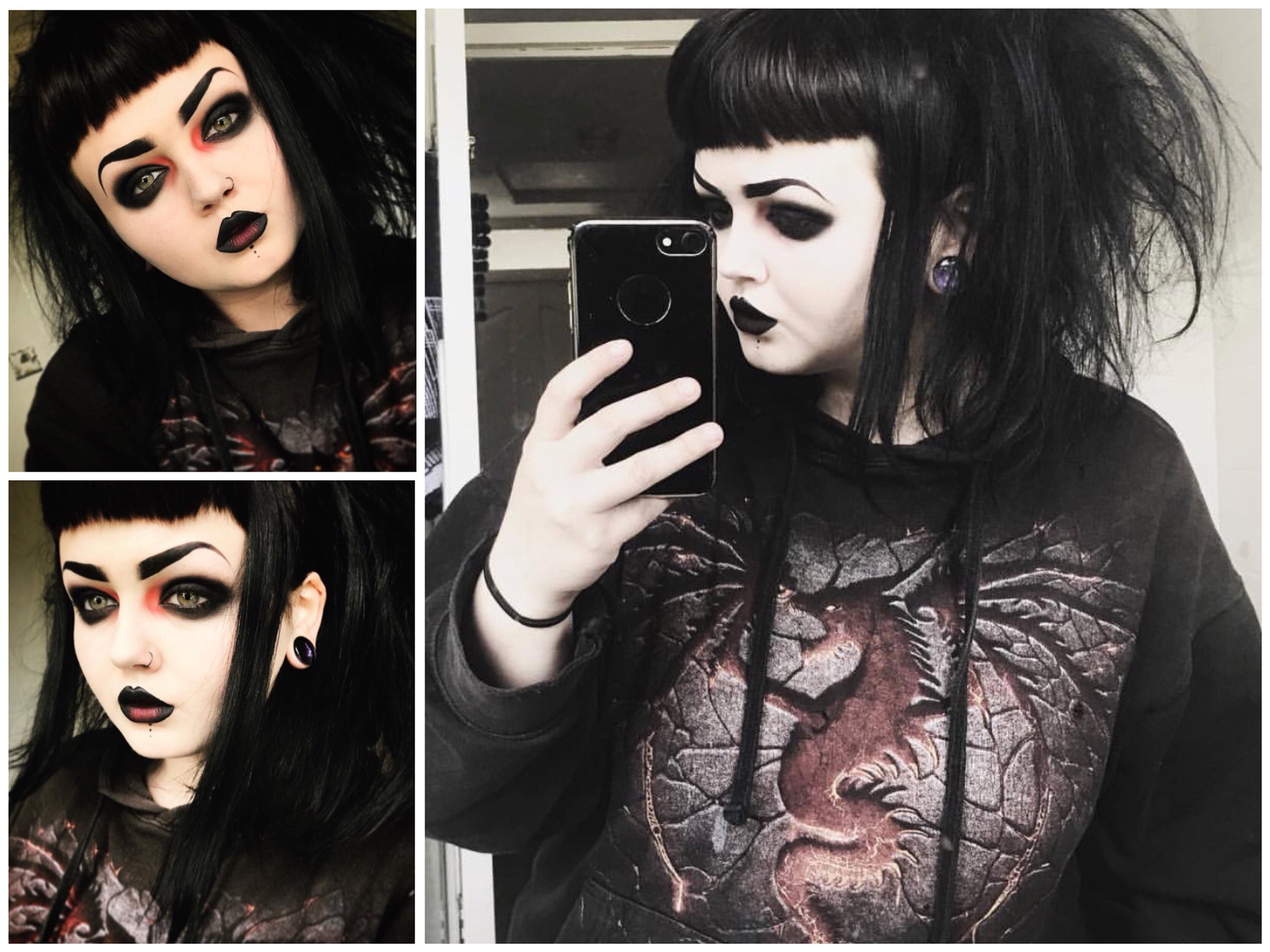 Really happy with my read goth make up today. Also why is there no metal  girl sub Reddit's? 🤨 : r/GothStyle