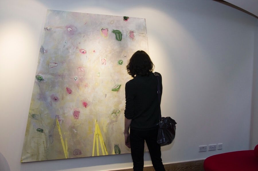 In the lobby <a href="/CBGallery1/">Collyer Bristow Gallery</a> 'Climbing Wall' is a painting in which 'Climbing'  is the object of painting, its function and its logic of organisation. #climbingwall #art #abstraction #exhibtion #cbawards #exceptional