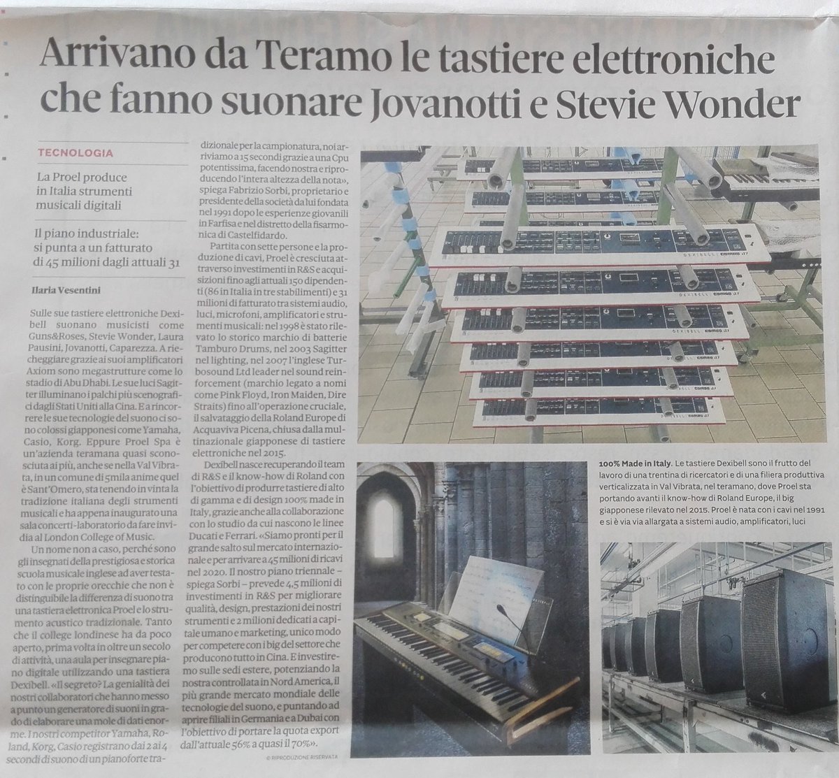 dexibellMI's tweet image. #Dexibell e #Proel nelle pagine di @sole24ore 
@proelworld 🎹 @dexibellMI 
#articolo #ilsole24ore #teramo #jovanotti #tastiere #steviewonder #Tecnologia