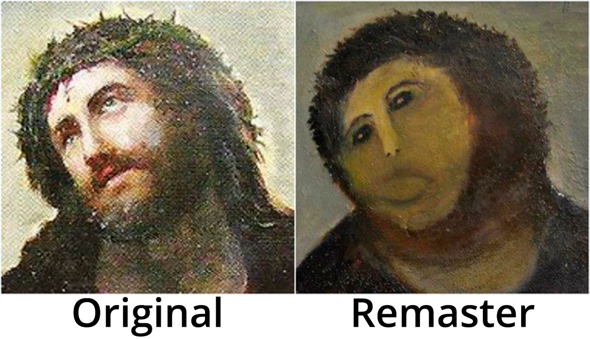 Удивленный бог. Сесилия Хименес отреставрировала. Ecce homo Мартинеса. Ecce homo фреска. Отреставрированная икона Иисуса Христа.