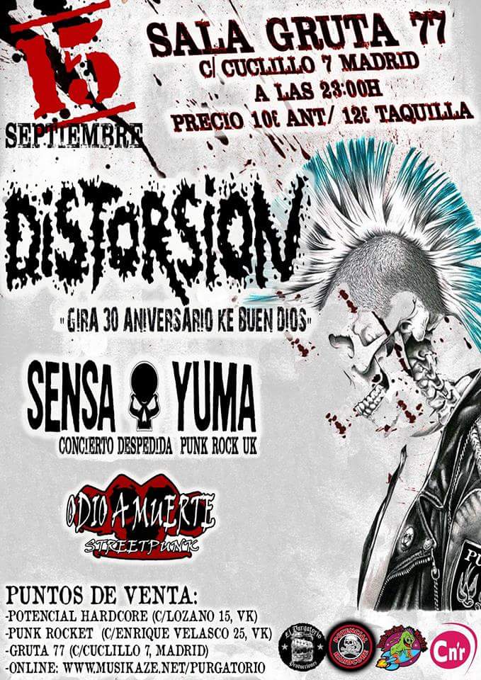 El clásico "Ke Buen Dios" cumple 30 años y para celebrarlo <a href="/distorsiongrupo/">Distorsion</a> visitan Madrid el 15 de septiembre junto a <a href="/SENSAYUMA2/">SENSA YUMA</a> y Odio a muerte en el <a href="/gruta77madrid/">Gruta 77</a>