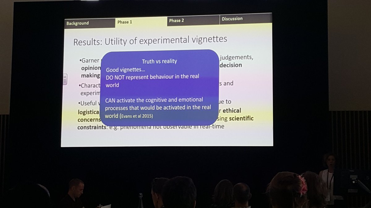 angusramsay's tweet photo. Thought-provoking work from @jsheringham of @ucl_dahr: how might experimental vignette research contribute to the HSR context? Also, this gets my vote for "Best Title of a Presentation" at #HSRUK18! https://t.co/J1TNdIXxCp