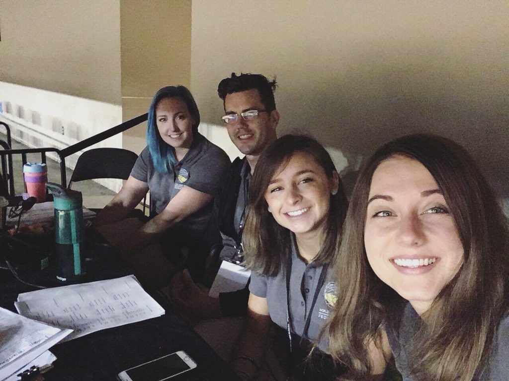 AnezBo's tweet photo. DAY 3 SENIOR FREESTYLE DAY! Join us on live stream! On https://t.co/7F9QkVYBQZ it’s gonna be awesome!!! @worldjumprope #champioship #jumprope #ropeskipping #wjr2018 #day3 #commentators #commentaryteam @Rachaelsparks23 @NoEZTricks @FlightcrewJrope https://t.co/0uWejuGyQe