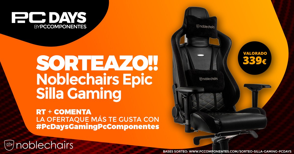pccomponentes's tweet image. SORTEO BRUTAL!! RT y comenta con #PcDaysGamingPcComponentes cuál es la oferta que más te gusta (pon el enlace) de todas estas 👉bit.ly/2KsFYhE y llévate este pedazo de silla gaming!! GO GO!!