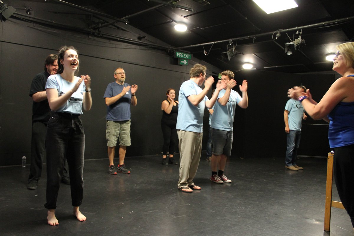 WorcesterRep's tweet photo. Rehearsals in full swing for #HoundoftheBaskervilles! Is the rest of #WorcestershireHour having this much fun?? #opensMonday #spoof #SummerinWorcester #woof! 🐾 https://t.co/UbsAiE9rql