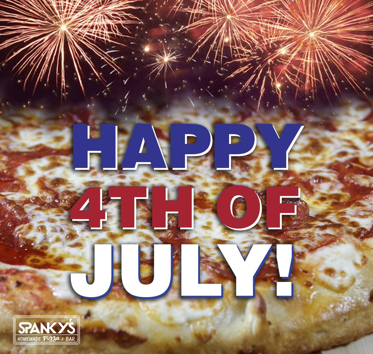 spankyspasadena's tweet photo. Happy 4th of JULY! 🇺🇸🍕🇺🇸🍕🇺🇸Come in today after 4pm for large one topping $10.99 pizzas!!! Dine or Pick up. #pizzapiefourthlove #spankyspizza #letfreedomringwithpizza https://t.co/yk2PMktm20
