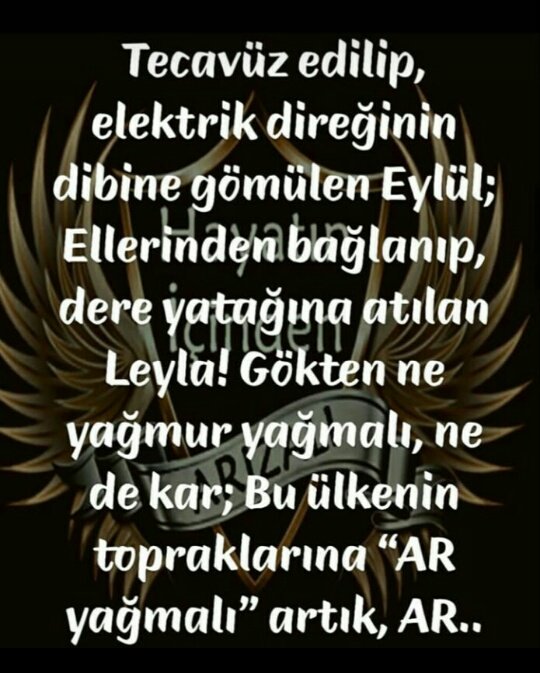 Toprak ağlıyor  yağan yağmur ağlıyor 
Ben vazgectim kar dan  yağmurdan . TOPRAKLARA "AR YAĞSIN 
ANALAR ARTIK AĞLAMASIN YETER
#cocukistismarınasessizkalma
#cocukistismarinahayir 
😐😓😓😓😓