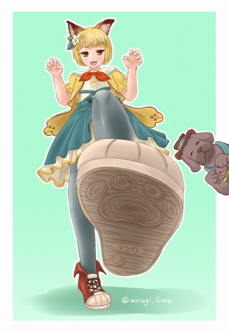 「ヴァジラちゃんの私服スキン可愛い!!!」という想いと「スニーカーでぐりぐり踏まれたいぼん!」という煩悩が合わさった落書き #グラブル 