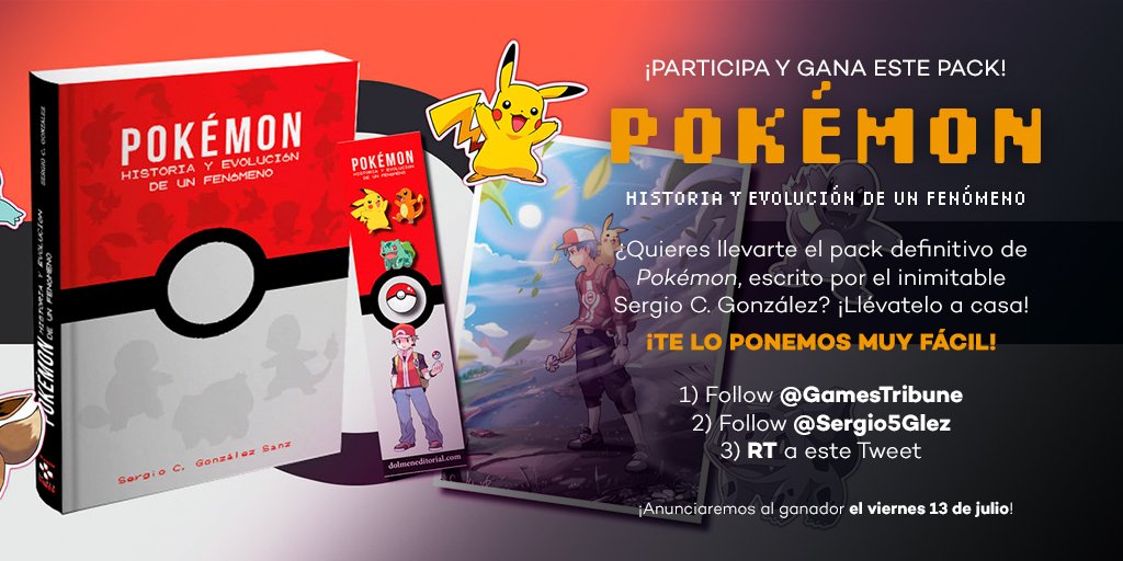 GamesTribune's tweet photo. ¡SORTEAMOS EL LIBRO 'POKÉMON: HISTORIA Y EVOLUCIÓN DE UN FENÓMENO'! 
Para llevártelo te lo ponemos muy fácil: Síguenos a @GamesTribune y a @Sergio5Glez, y dale RT a este tweet. ¿Ves? Más fácil que capturar a un rattata. Daremos el ganador el 13 de julio. ¡Suerte! https://t.co/rcVHcWlu5x