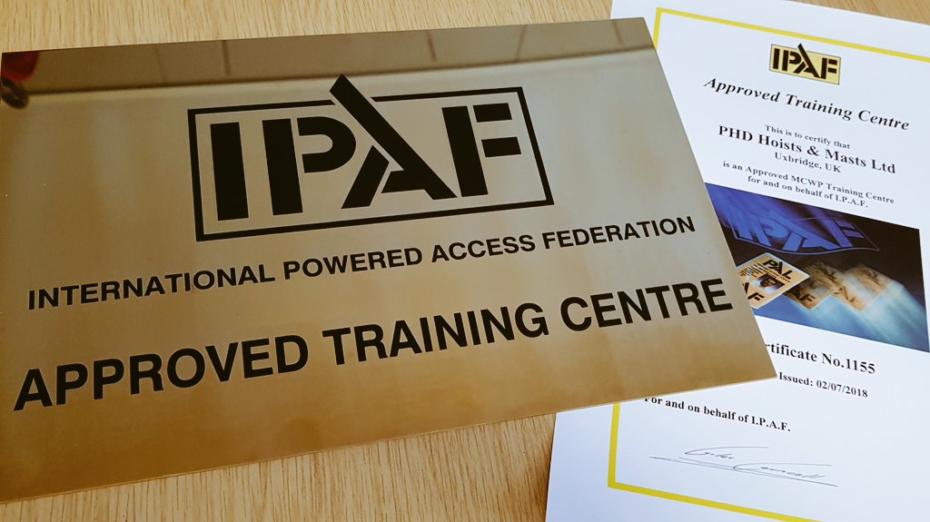 PHD Hoists and Masts are pleased to announce being awarded approved training centre status by IPAF. Onwards and Upwards #teamPHD
