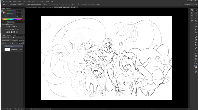 A friend gave me a good idea to do a pokemon team for Dianna. here's a wip. 