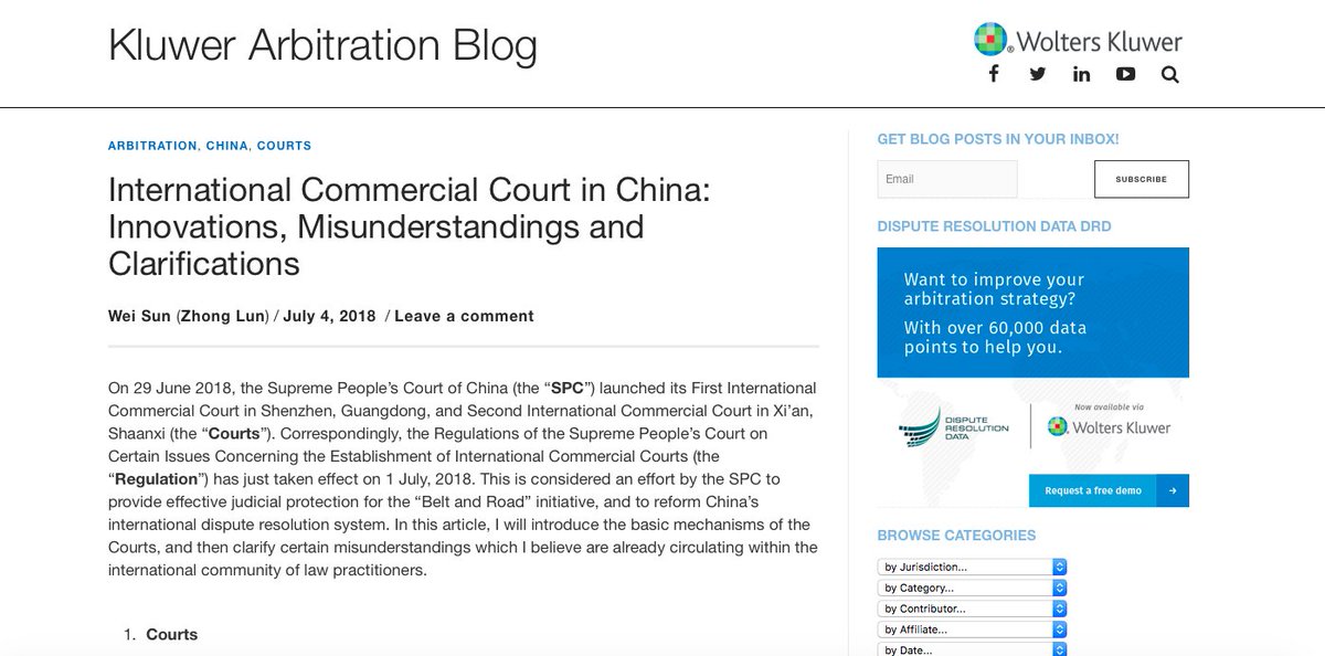HengWANG_law's tweet image. International Commercial Court in China: #Innovations, #Misunderstandings and #Clarifications @Wolters_Kluwer @KluwerArb⁩ blog  goo.gl/gChWpL