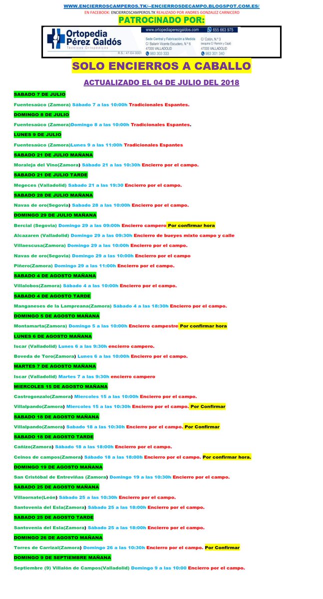 FECHAS DE ENCIERROS POPULARES POR EL CAMPO DE CASTILLA Y LEÓN