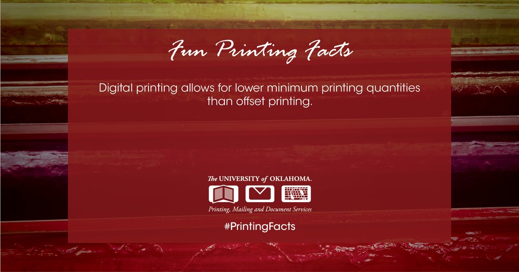 OUPrinting's tweet photo. #PrintingFacts #WednesdayWisdom #FunFact #PrintOU #BringingIdeasToLife #OU #University #Printing #Oklahoma #Boomer #Sooner https://t.co/5iK8oUtR8m