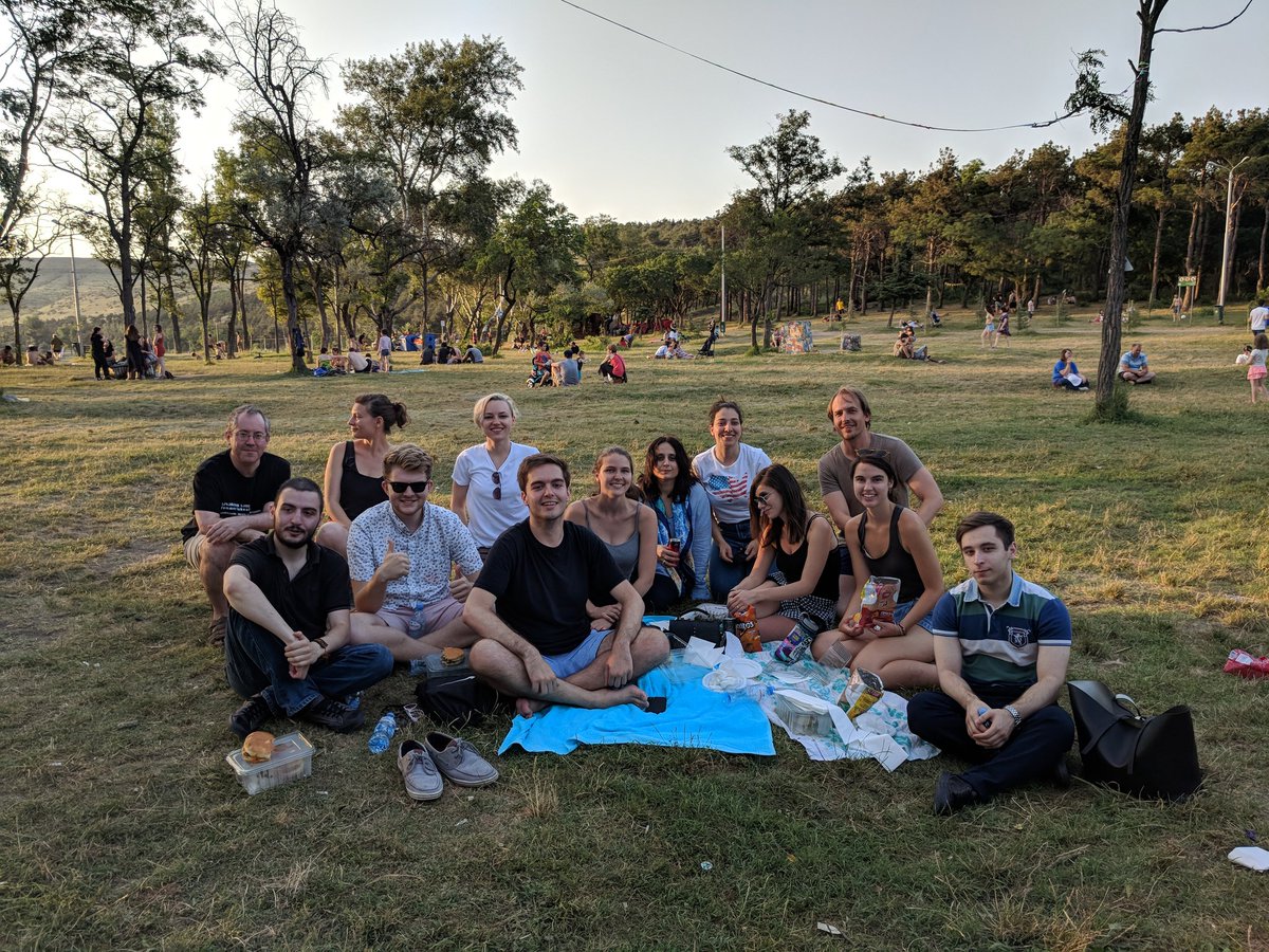 BOintlEd's tweet photo. Happy Indepence Day from #CLSTbilisi! We're celebrating here at Lisi Lake,  above Tbilisi, with watermelons, burgers and patriotic pastries @CLSscholarship https://t.co/wZPSXS9U3l